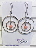 Double Hoop Earrings with Pink Coral