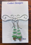 Christmas Tree Earrings - White and Light Green Swarovski Crystals