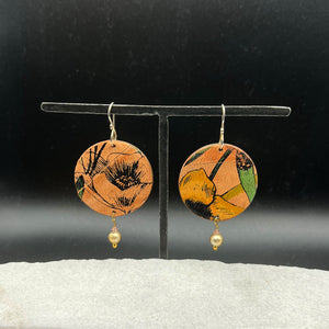 Large Round Leather Earrings
