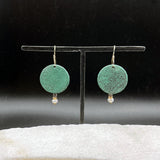 Large Round Green Leather Earrings