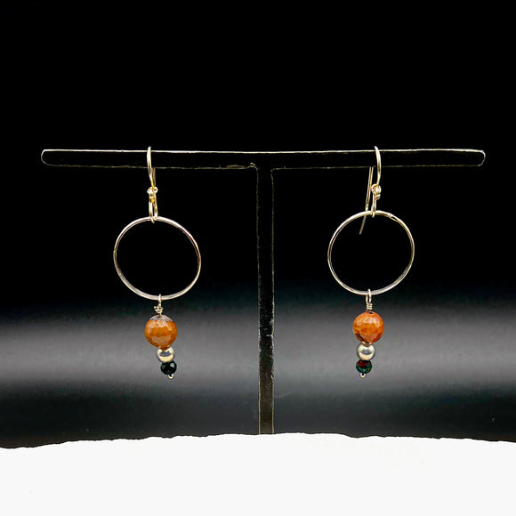 Sterling Hoops with Landscape Jasper and Sterling Silver