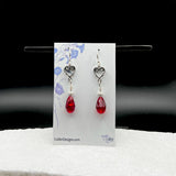 Hearts and Red Crystal Earrings