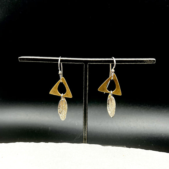 Bronze and Sterling Silver Leaf Earrings