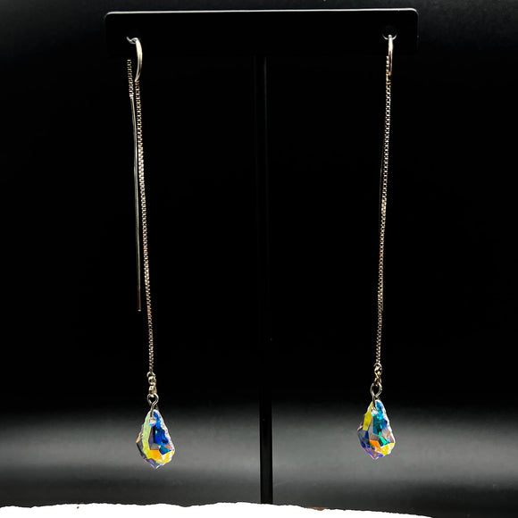Really Long Sterling Silver and Swarovski Drop Earrings