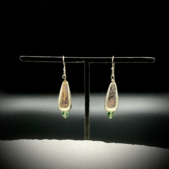 Sterling Silver and Peridot Hollow Earrings