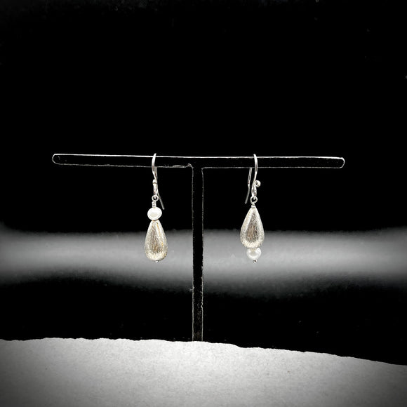 Little Hollow Sterling and Pearl Earrings