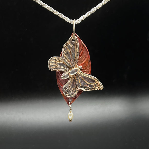 Sterling Silver Butterfly with Copper Necklace