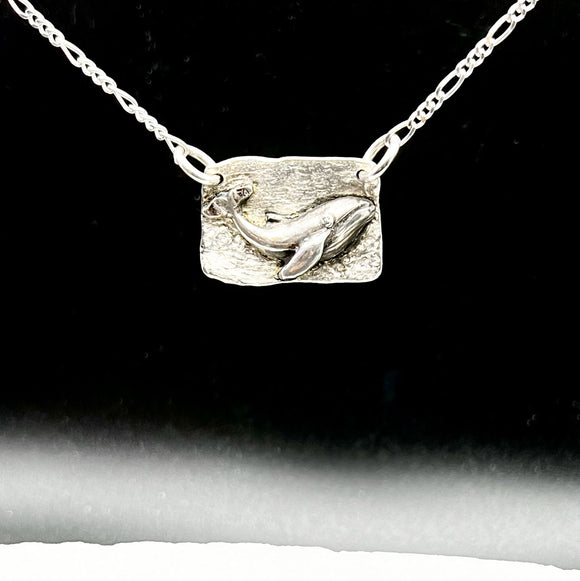 Carved Sterling Silver Whale Necklace