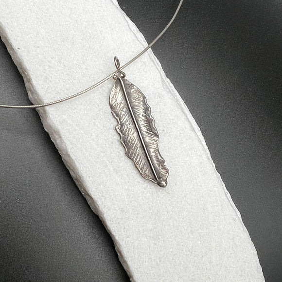 Hand Forged Sterling Silver Leaf with Patina Necklace