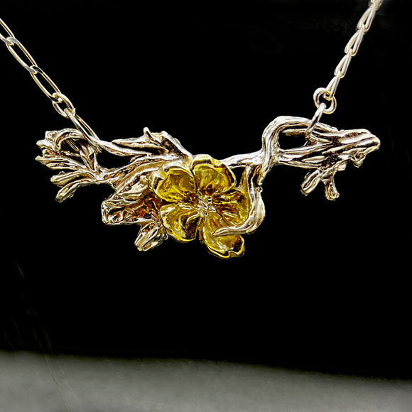 Sterling and 14K Gold Flower Necklace