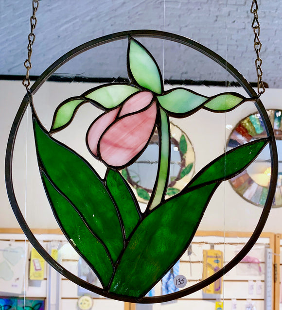 Stained Glass Ladyslipper - SOLD. Made by order.