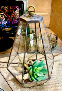 Stained Glass Tall Hanging Terrarium