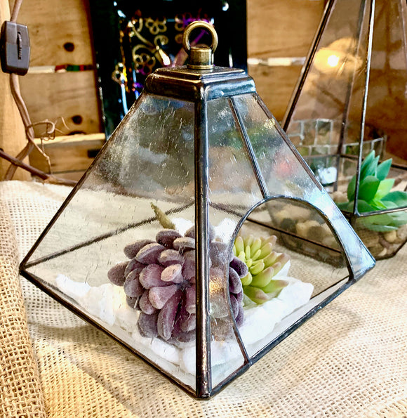 Stained Glass Square Hanging Terrarium