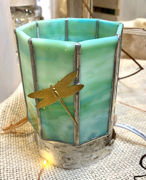 Green Dragonfly Candle Holder