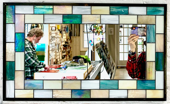 Rectangular Stained Glass Subway Tile Mirror