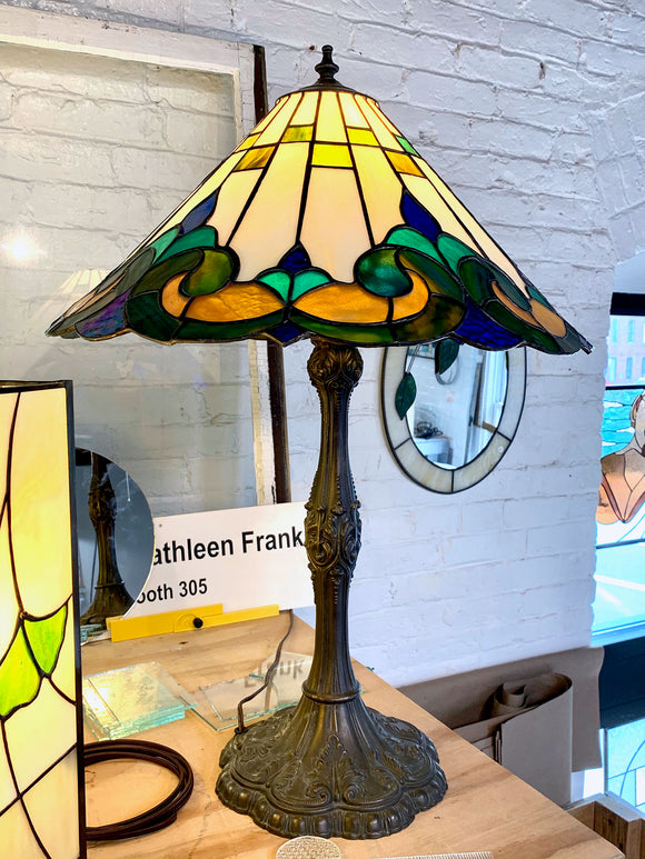 Stained Glass Lampshade with Metal Base