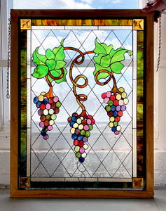 Stylized Grapes and Leaves Panel