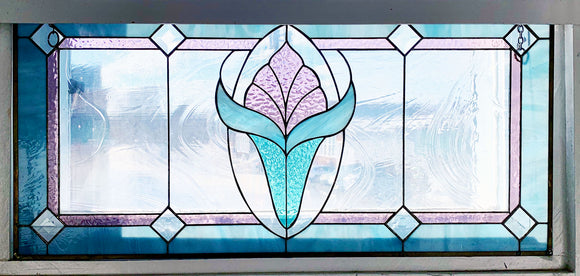 Wide Art Deco Panel, Pinks and Greens