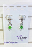 Pearl Studs with Peridot Crystals