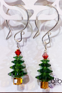 Christmas Earrings - Sterling and Medium Green Swarovski Crystals