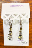 Christmas Tree Earrings - Bronze with Clear Crystals