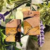 Yellow Flowered Leather Earrings