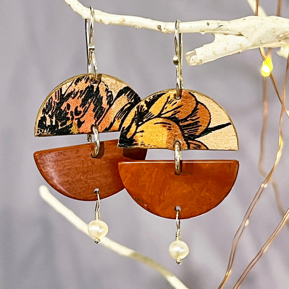 Large Leather and Resin Earrings