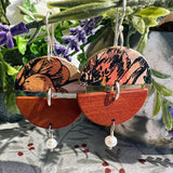 Large Leather and Resin Earrings