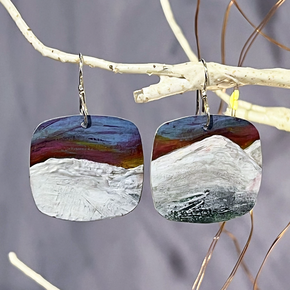 Hand Painted Mountain Earrings